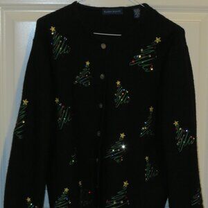 Karen Scott 100% Wool Embroidered Christmas Tree Sweater Size S